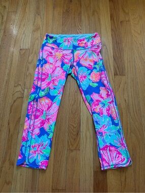 Lilly Pulitzer Floral Capri Leggings - Hot Pink & Blue
